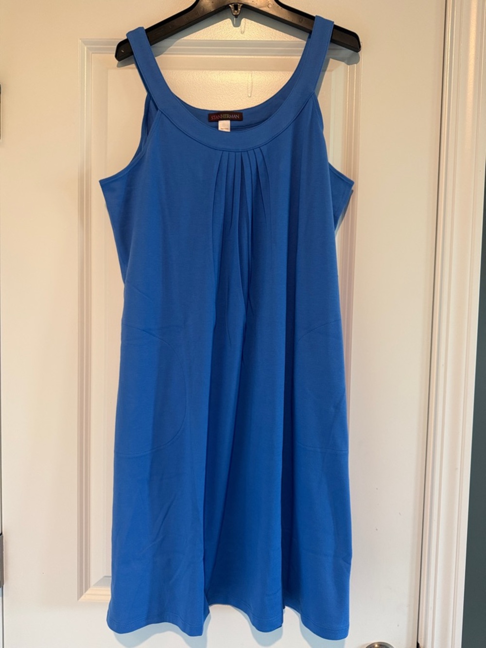 Stan Herman Cobalt Blue Pleated Midi Dress
